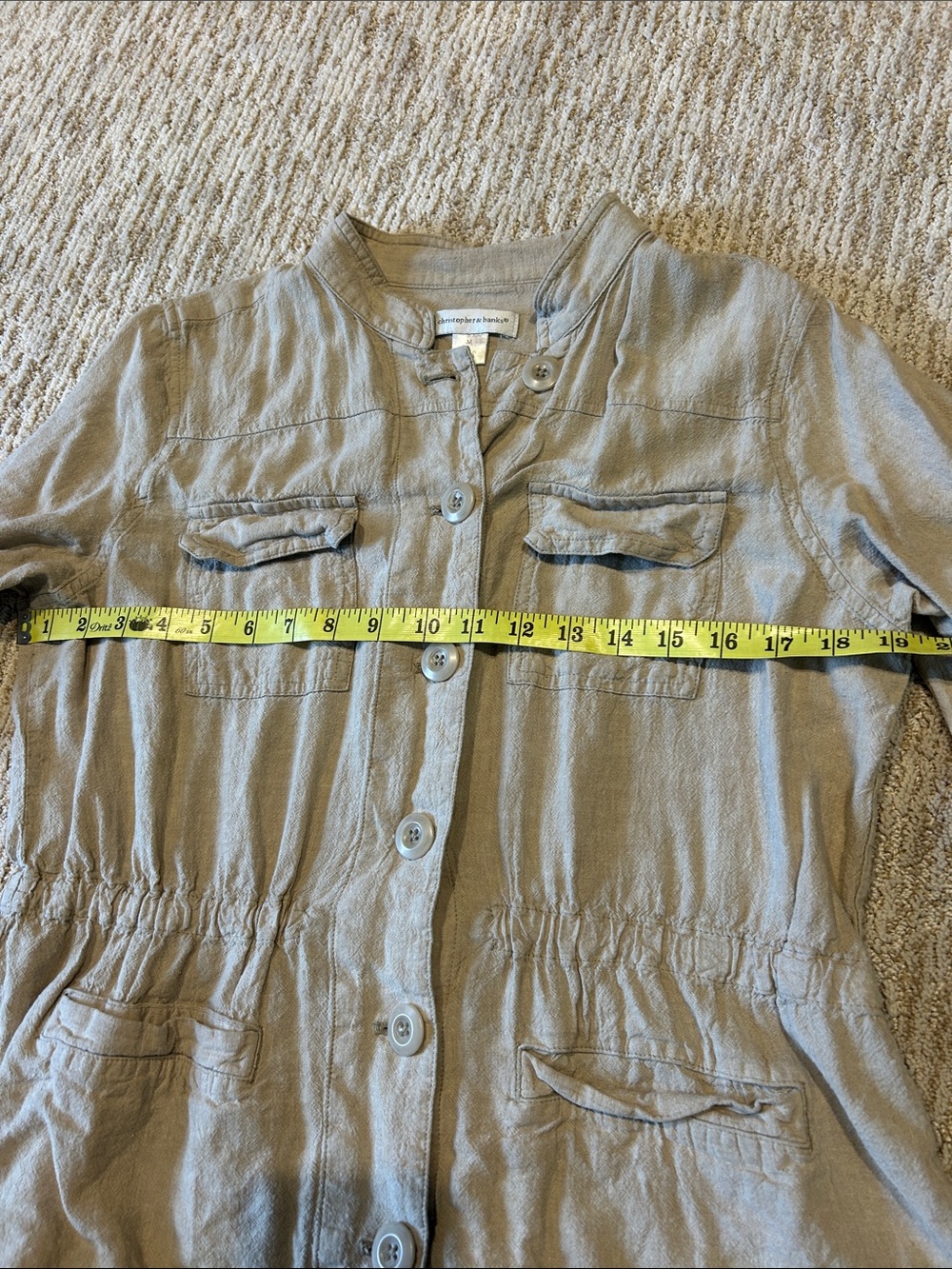Light Taupe Button-Front Casual Jacket - Picture 4 of 8
